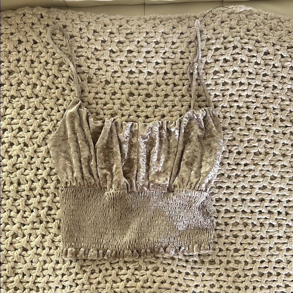 Cream Smocked Sleeveless Camisole